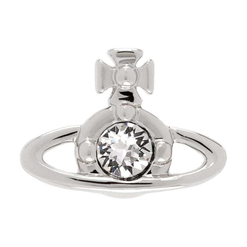 

Vivienne Westwood Nano Solitaire Saturn Stud Earrings With Zirconia Detail Unisex Earrings Silver 241314M144010 Basic Packaging-Dust Bag+Box