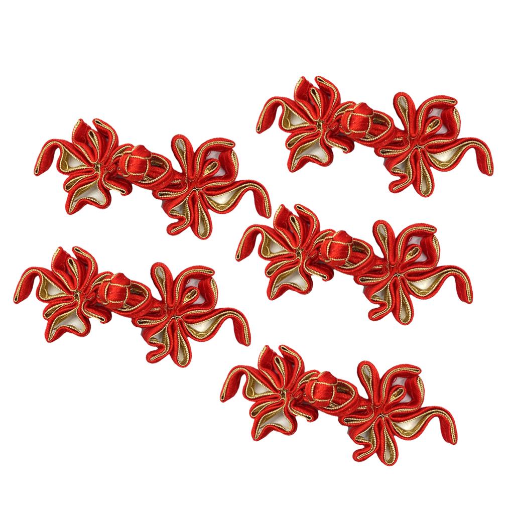 5 pairs of traditional Chinese knots with a frog button for Hanfu DIY handbag