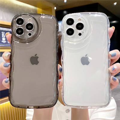 Lens Protection Transparent Curly Wave Phone Case For Iphone 13 11 12 Pro Max Xs Max Xr X Xs Shockproof Bumper Clear Back Cover