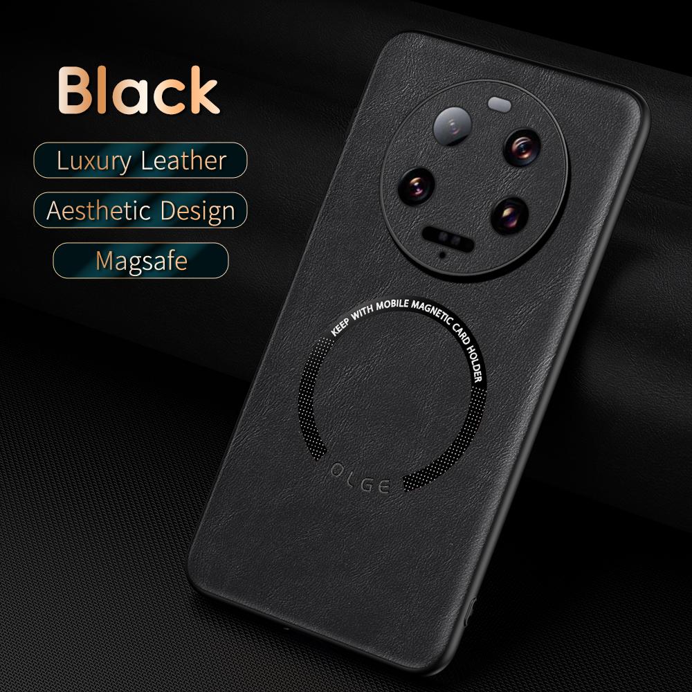 Luksusowe skórzane etui magnetyczne Magsafe do Xiaomi 14 13 12S 11 13T 5G Etui z uchwytem samochodowym Silikonowe odporne na wstrząsy Pokrowiec ochronny