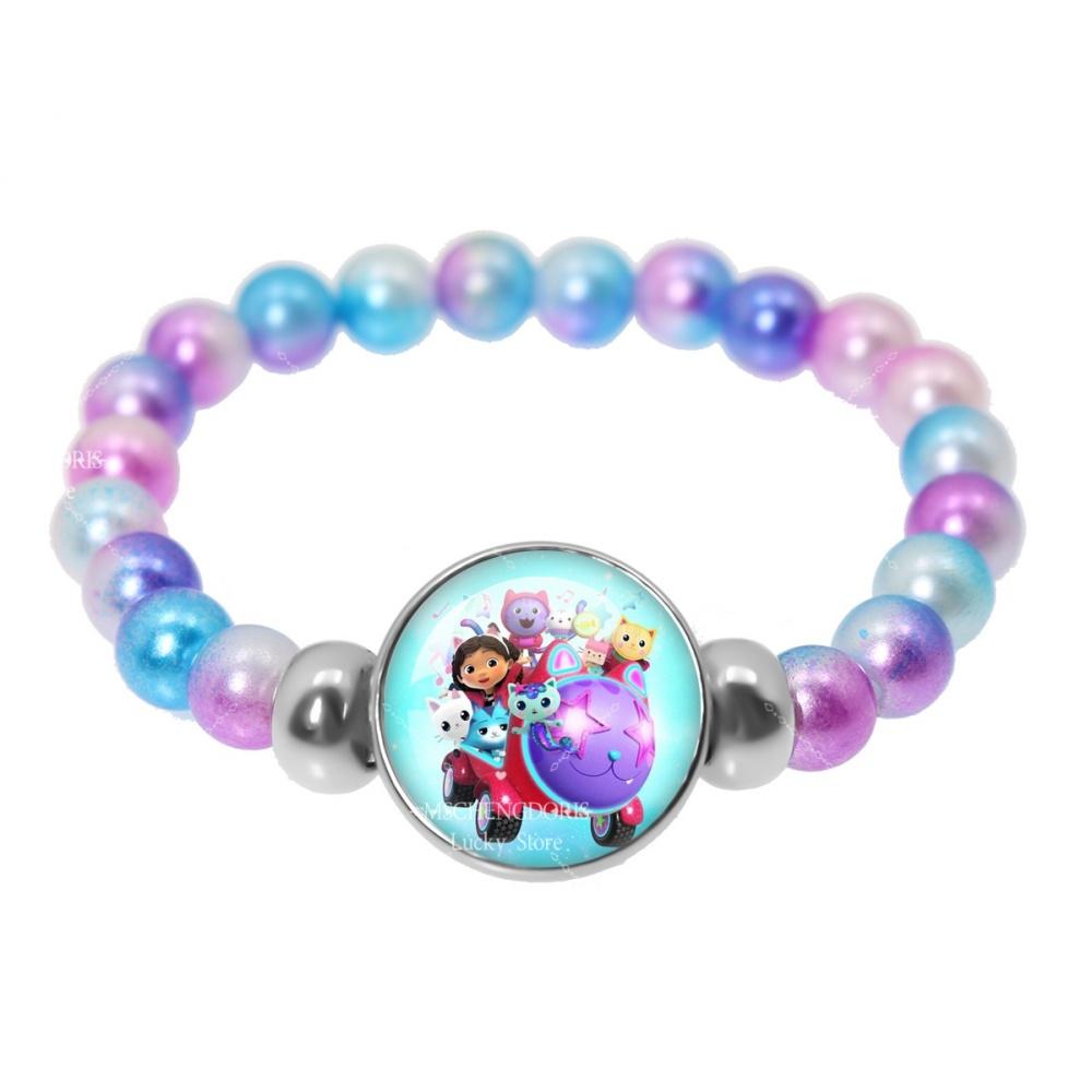 Braccialetto Casa delle Bambole Gabby Braccialetto Colorato Fashion con Perline di Vetro Cartone Animato Anime Gioielli Accessori Regalo di Compleanno per Bambini Ragazze
