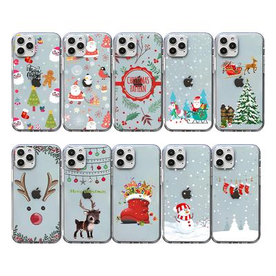 Mutlu Noeller Şeffaf Kılıf iPhone 16 15 14 13 12 11 Pro Max Noel Baba Geyik Kardan Adam Noel Kılıfı iPhone XS Max X XR 7 8 Plus Yumuşak TPU Kapak