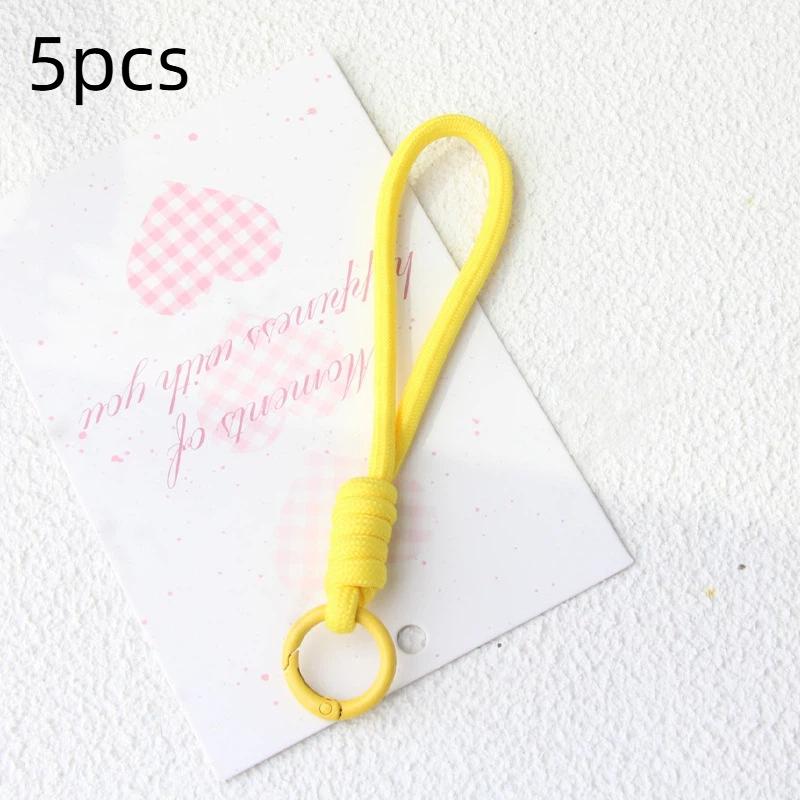 5 pièces/lot Porte-clés tressé coloré Lanière pour téléphone portable Corde à nœud anti-perte Sangle Porte-clés Hommes Femmes Accessoires Porte-clés de voiture