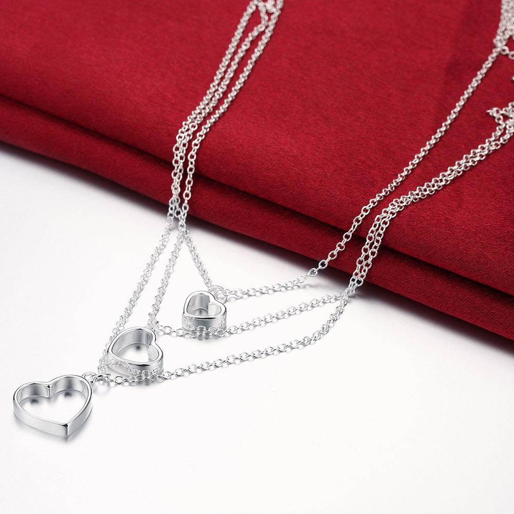 Fashion 925 Sterling Silver Love Heart Necklace Earrings Jewelry Set For Women Charm Classic Wedding Party Lady Christmas Gifts