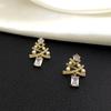 Star Merry Christmas Earrings Rhinestone Christmas Tree Earrings Xmas Dangle Earrings  Unisex