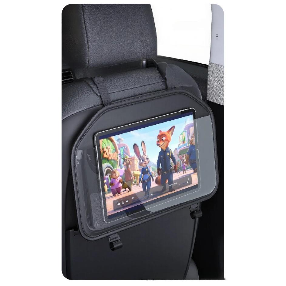 Car Seat Back Hanging Ipad Storage Bag Leather Auto Rear Seat Phone Pocket With Hooks Holder For Kids Interior Accessories