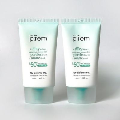Make Prem UV Defense Me No Sebum Sonnencreme SPF50+ PA++++, 40ml, 2 Stück