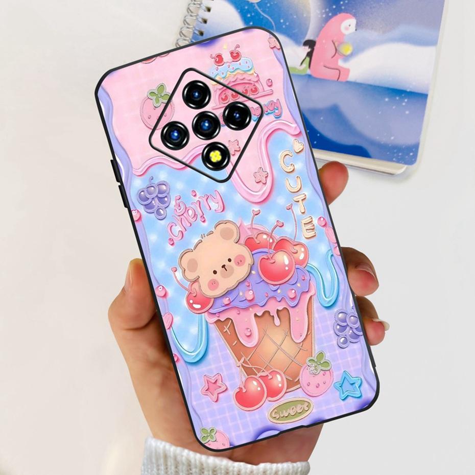 Lovely Painted Case For Infinix Zero 8 8i X687 X687B Soft TPU Back Cover For Infinix Zero8 Zero8i Black Silicon Phone Cases