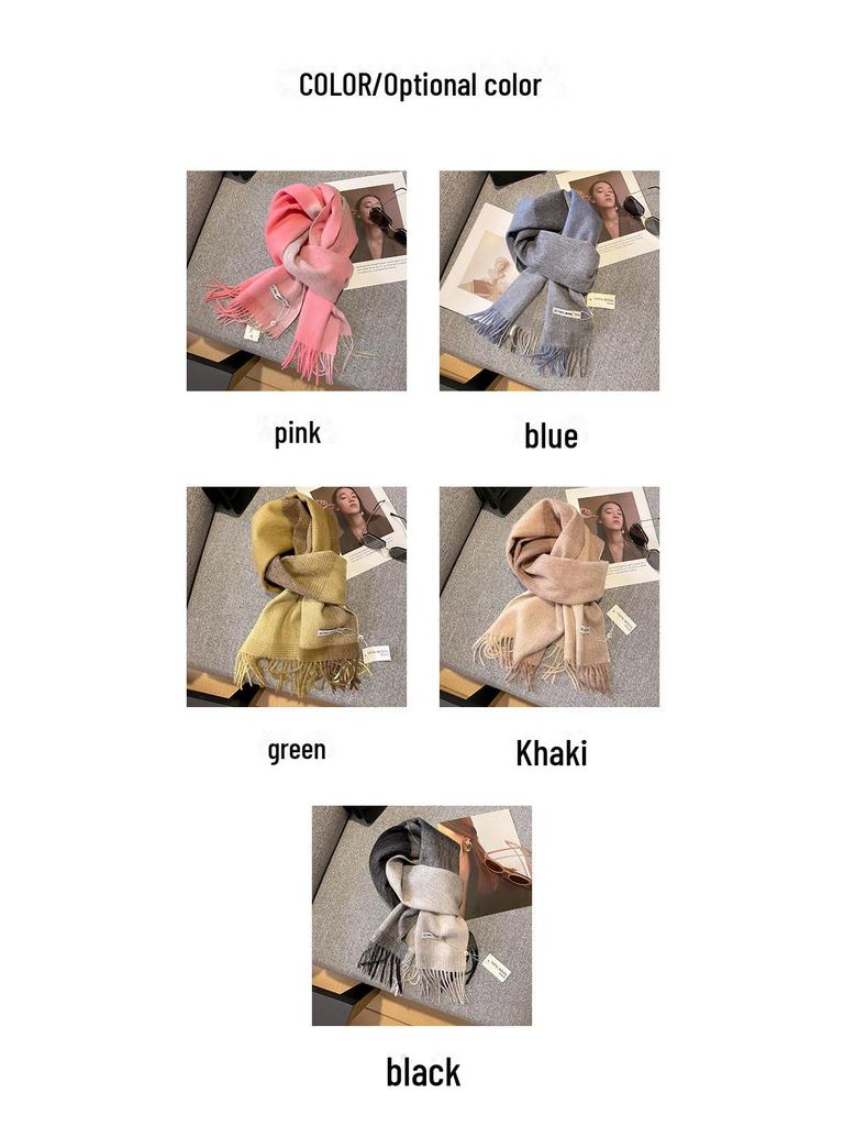 Cachecol de inverno de lã xadrez coreano - quente, versátil, à prova de vento, elegante para estudantes e meninas