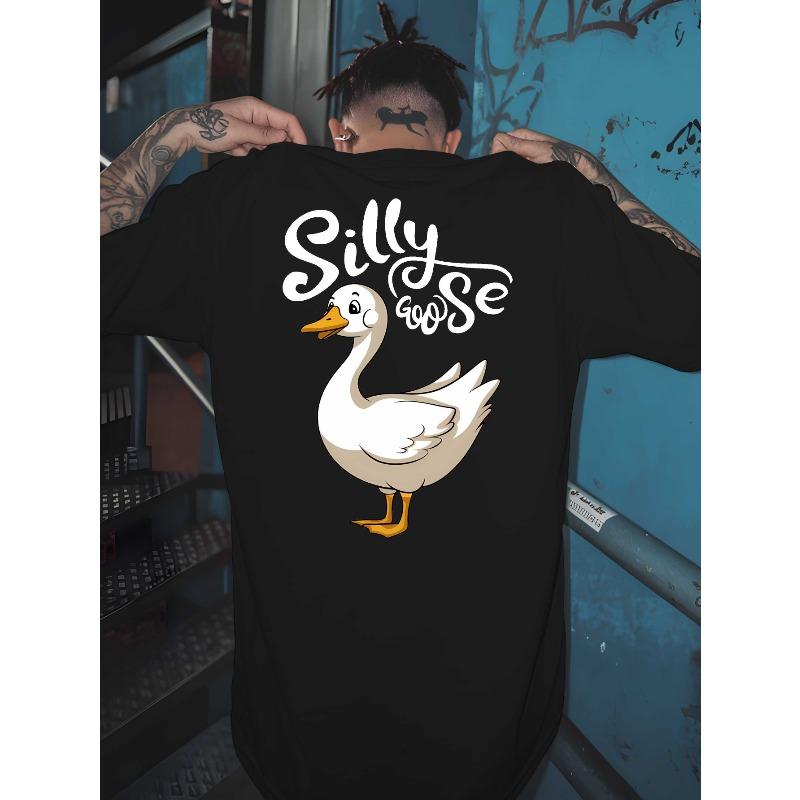 

Silly Goose Men s T-shirts classic versatile round neck back printed shirt, suitable for basketball, a must-have Men s summer outfit in the gym 2XL чёрный