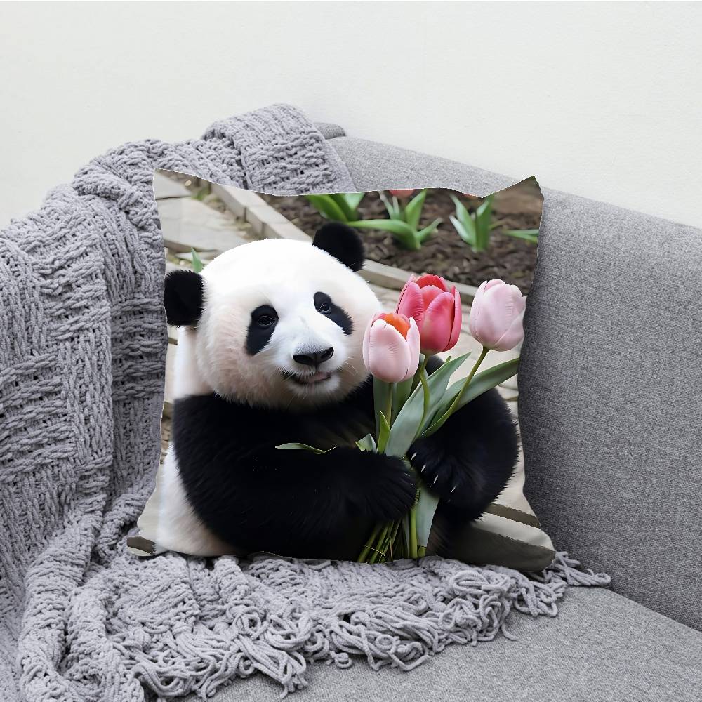 Fubao Lovely Panda Pillowcases Bedroom Living Room Sofa Home Decor Polyester Cushion Cover with Zipper