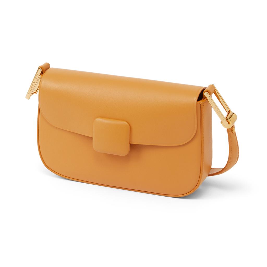 New CHARLES&KEITH PU Versatile Charles & Keith Bag Shoulder Bag Medium Size Women's Beige Green/Orange/Pink CK2-20270818