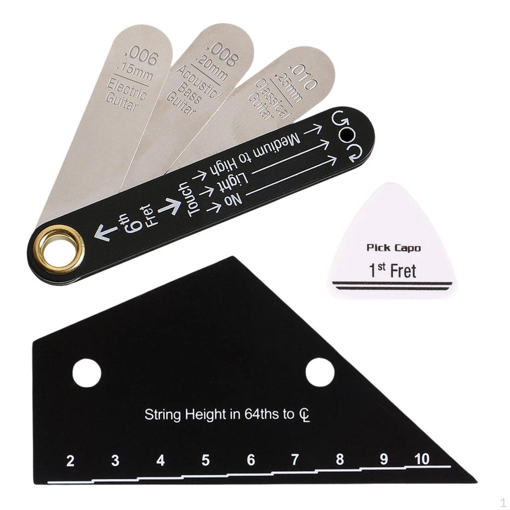 3 Guitar Action Gauges for Adjusting String Height, Professional Luthier Tool, Electric Bass Pick