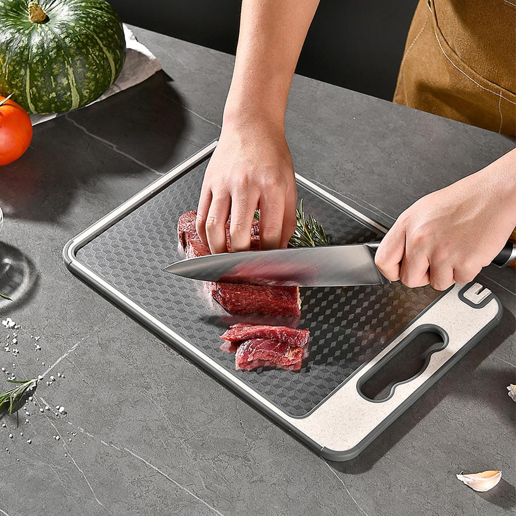 Stainless Steel Cutting Board Double Sided Chopping Board for Kitchen Scratch Resistant Anti-Slip Silicone Edges Kitchen Gadget