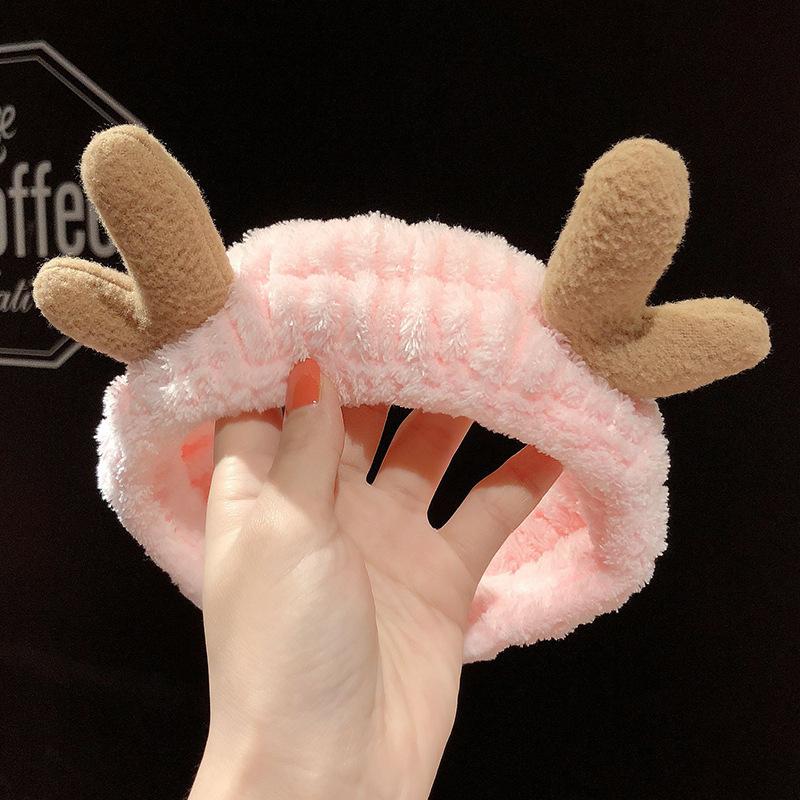 Cintas para el pelo para lavar la cara, diadema suave cálida lana color Coral con lazo, diadema con orejas de animales para mujeres y niñas, turbante, accesorios para el cabello a la moda