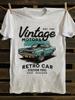 Herren Vintage 1970er Klassisches Auto T-Shirt mit EST.1973 Western Dept. Logo & Retro Muscle Car Grafik - Kräftiges 70er Jahre Design Kurzarm-T-Shirt für Auto