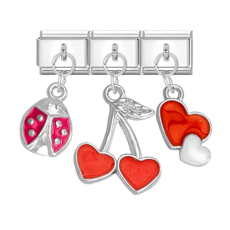 

Versatile 3PCS Colorful Crystal Zircon Pendant Heart Moon Star Italian Charm Stainless Steel Fit 9mm Bracelet DIY Making Jewelry