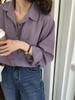 2024 French Chic Women's Long Sleeve Lapel Shirt - Elegant Korean Style, Solid Color, Autumn Fashion