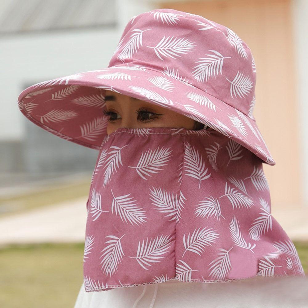 

Женская летняя шляпа от солнца для улицы, шляпы с защитой от УФ-лучей, защитная накидка, кепки-козырьки темно-розовый