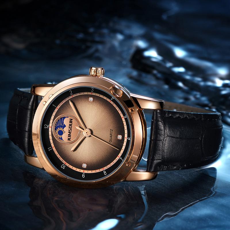 KIMSDUN Nové Sun God Golden Shidon Pánské hodinky Pánské hodinky Špičkové nemechanické hodinky Vodotěsné Quartz hodinky Moon Phase