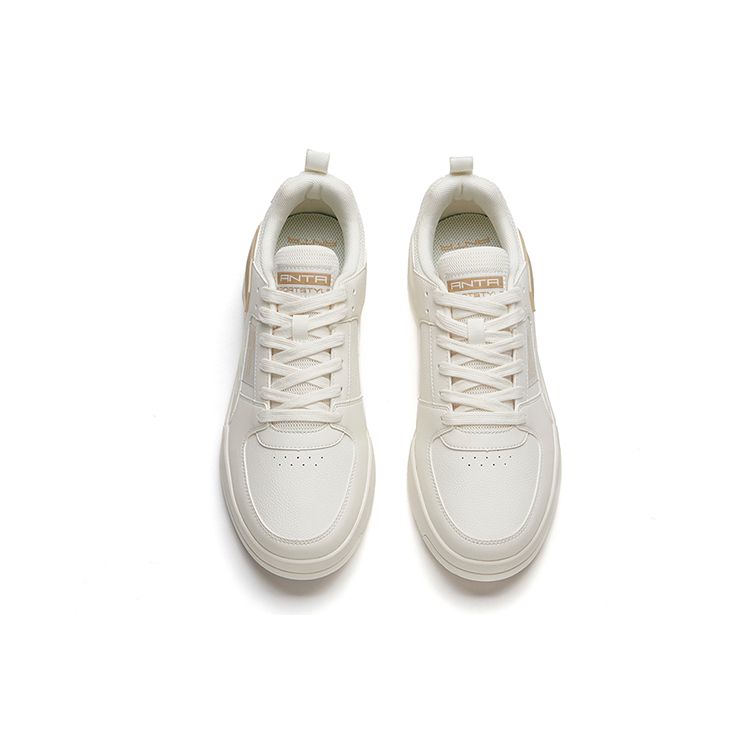 Anta Lifestyle Series Non-Slip Wear-Resistant Low-Top Skate Shoes Men Sneakers White Brown 912138005-3