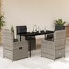 Vidaxl 5-Cz. Gartenmöbel-Set mit Kissen, Grau, PE-Rattan