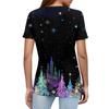 Women's T Shirt Christmas Print Button Short Sleeve Daily Weekend Fashion Basic V- Neck Regular Top
