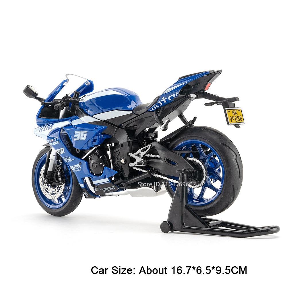 1:12 Scale Cfmoto 450Sr R1M Motorcycle Model Toys Metal Diecast Sound Light Shock Absorption Front Wheel Steering For Boys Gifts