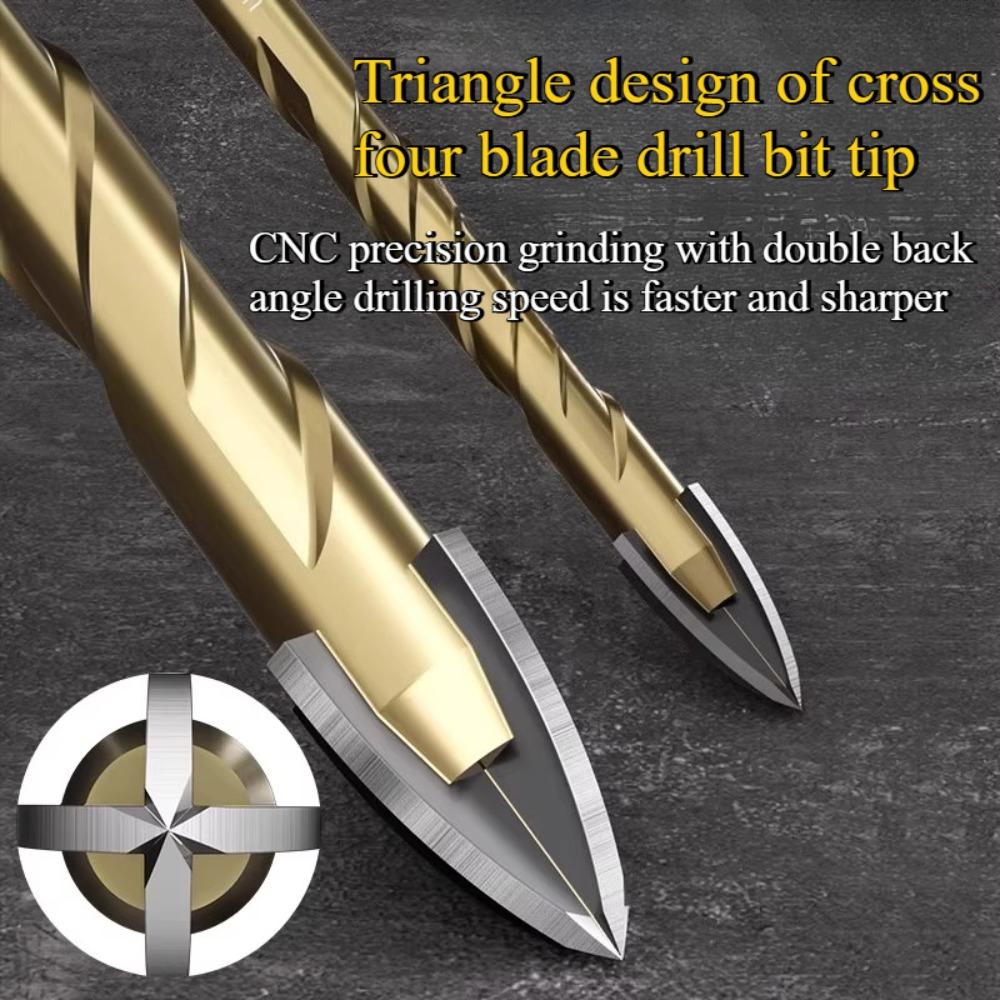 Cross Drill Bit Set Carbide Tip for Glass Ceramic Tiles Concrete Stone Metal Drilling High Hardness