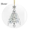 Holiday Tree Decorations 2D Flat Beaded Art Christmas Ornament, Acrylic Rustic/Candy/Snowflake Dangle/Faux Crystal Durable Ornament Xmas Hanging