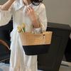 Large Capacity Portable Vegetable Basket New Versatile Woven Straw Bag Leisure Seaside Vacation Beach Bag