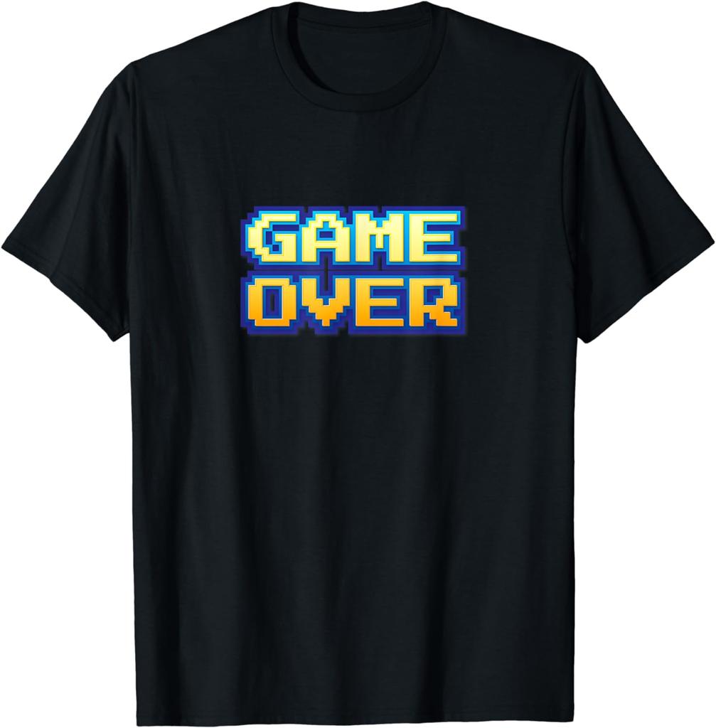 Game Over Vintage Retro Video Game Arcade 80s 90s T-Shirt Vintage Clothes Tops Shirts for Men Graphic T Shirts Ropa Hombre
