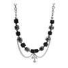 Gothic Cross Pendant Necklace Unisex Black Beaded Hip Hop Chain Trendy Retro High-grade Sense High Street Jewelry Accessories