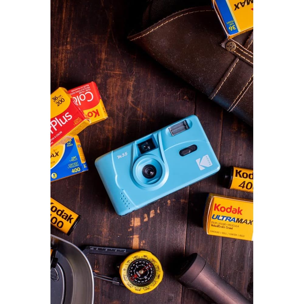 Kodak M35 35mm Film Camera, Fixed Focus, Reusable, Built-in Flash, Easy to Use (Cerulean Blue)
