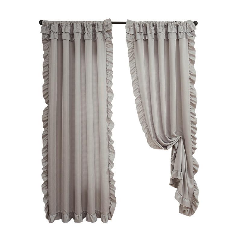 Phantom Yarn Thickened Curtains Finished Semi-Blackout Bay Window Living Room Bedroom French Cream Style Premium Sense Solid Color Versatile