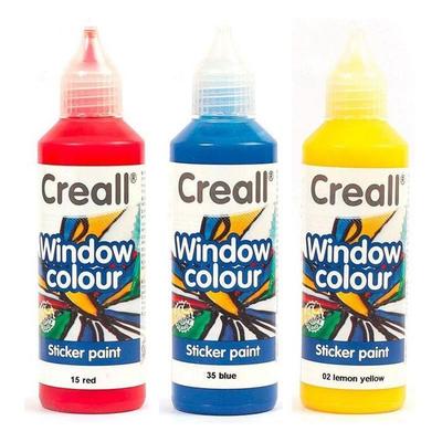 3 Repositionable Window Paints 80 Ml - Lemon Yellow-red-dark Blue