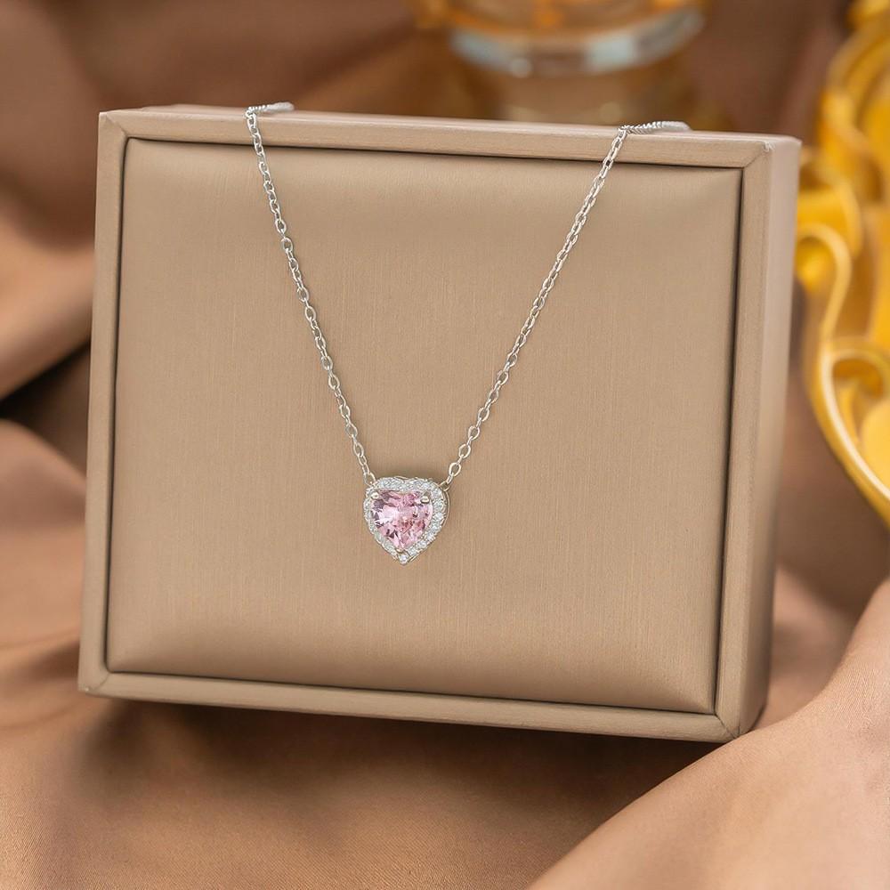Elegant Burgundy Cherry Necklace For Women Minimalist Luxury Collarbone Chain Delicate Pendant