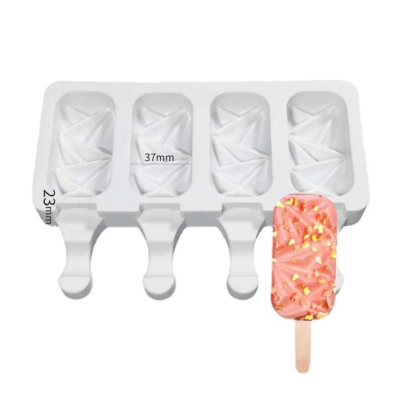 4 Bars Ice Cream Silicone Mold Popsicle Mold DIY Dessert Refrigerator Juice Popsicle Mold Can Be Reused Silicone Ice Cream Mold