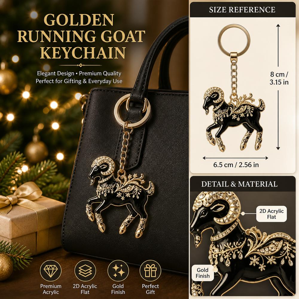 Ornate Goat Key Ring Acrylic Goat Bag Charm New Year Gift Goat Keychain Festive Occasions