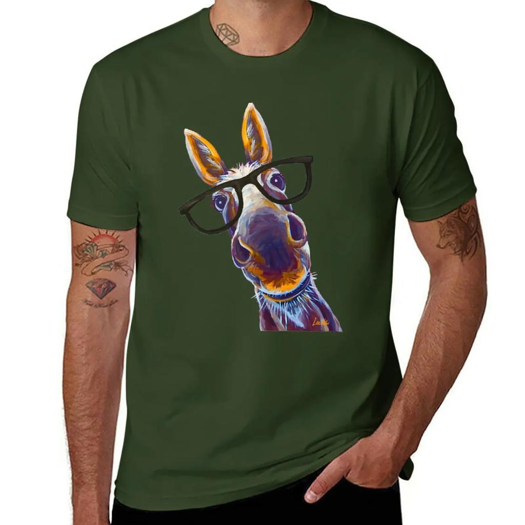 Funny Donkey art, Smart Donkey with glasses T-Shirt cute tops sublime vintage clothes t shirts