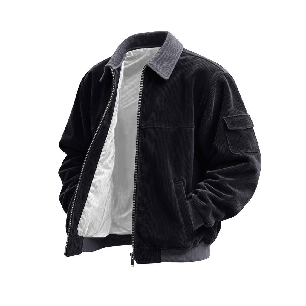 Men's Colorblock Corduroy Pocket Zipper Jacket Men's Plus Size Casual Sports Jacket