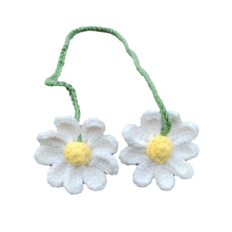 

Nature Inspired Cotton Thread Yarn Woven Daisy Plant Hanging Charm Stylish Crochet Plant Hanger For Car Inner Decoration