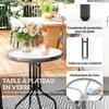 Garden Furniture Set, 3-Piece, 2 Stackable Armchairs, Coffee Table, Tempered Glass, Light Grey