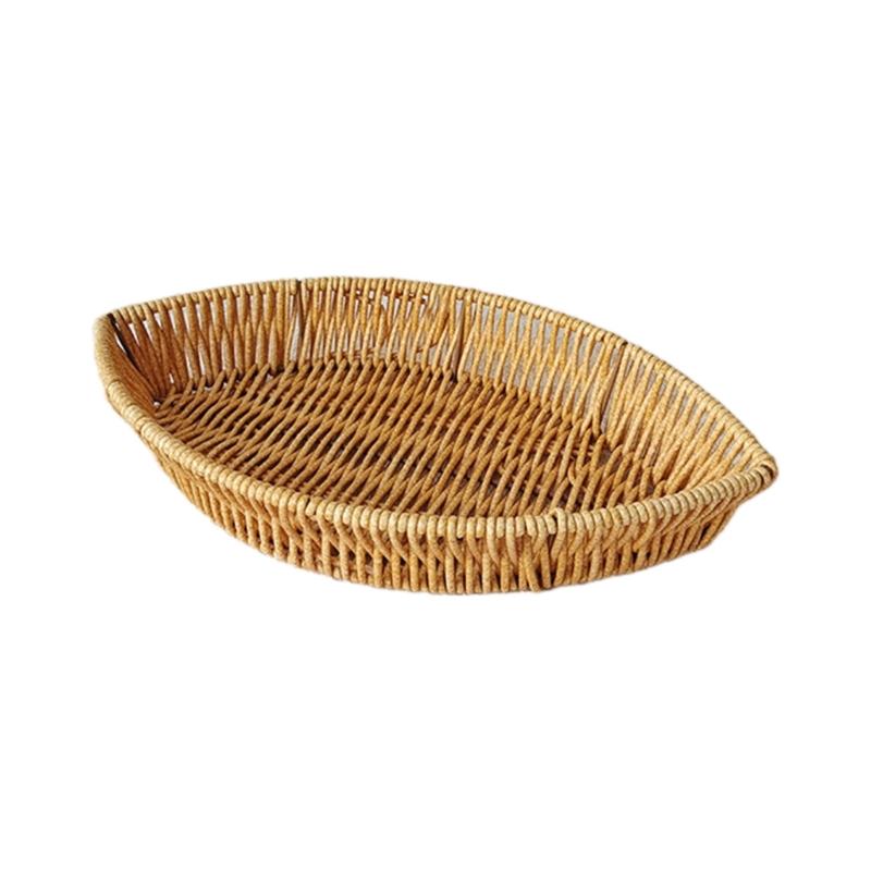 Convenient Fruit Plate Imitation Rattans Leaf Shaped Vegetable Tray Snacks Dish Multipurpose Basket for Everyday Use