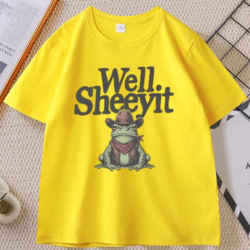 Well Sheeyit Country Western Frog TShirt Vintage Western Toad Tshirt Adult Humor Short Sleeve T Shirts Funny Graphic Tshirts