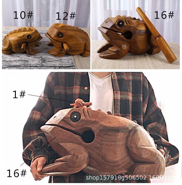 Thai Carved Wooden Sounding Frog - Lucky Handicraft Gift Toad Figurine
