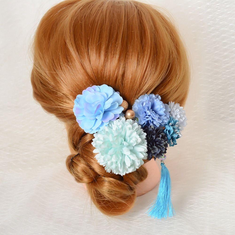 Flower Flower Hair Forks Japanese Style Tassels Hair Stick  Kimono Accessory