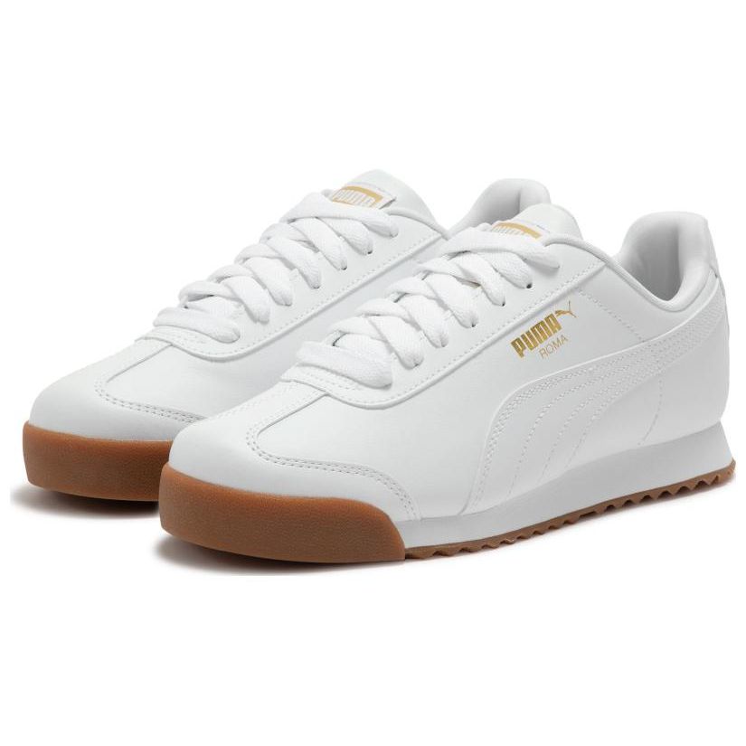 Puma Roma Basic Leather Round Toe Lace-Up Low-Top Casual Shoes Unisex sneaker White 369571-48