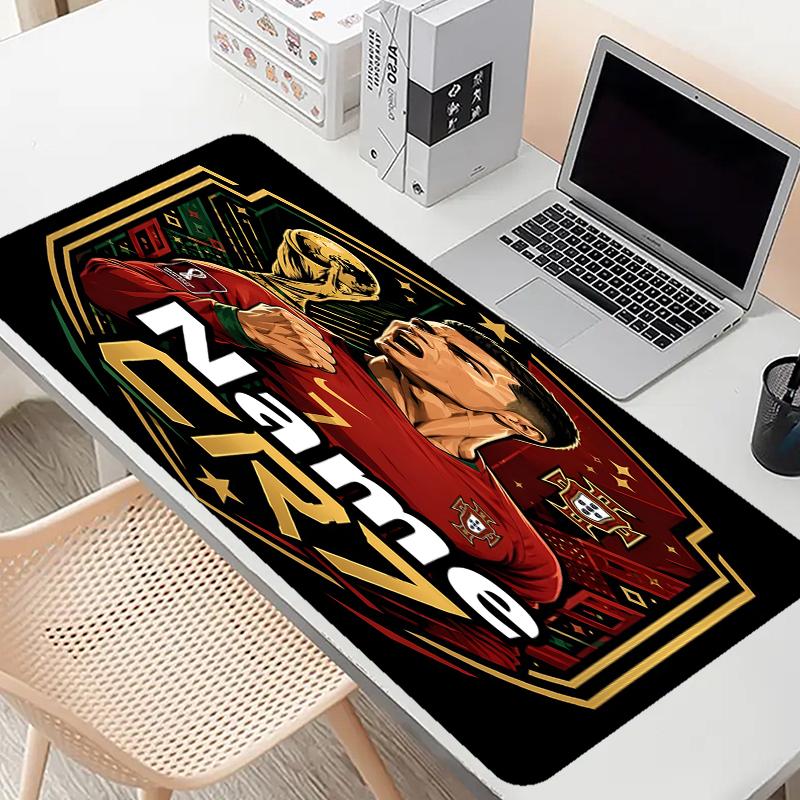 Custom Name Personalized Cristiano Ronaldo Pattern Mousepad, Laptop PC Desk Mat, Decorative Desk Mat for Home Keyboard Pad Gift