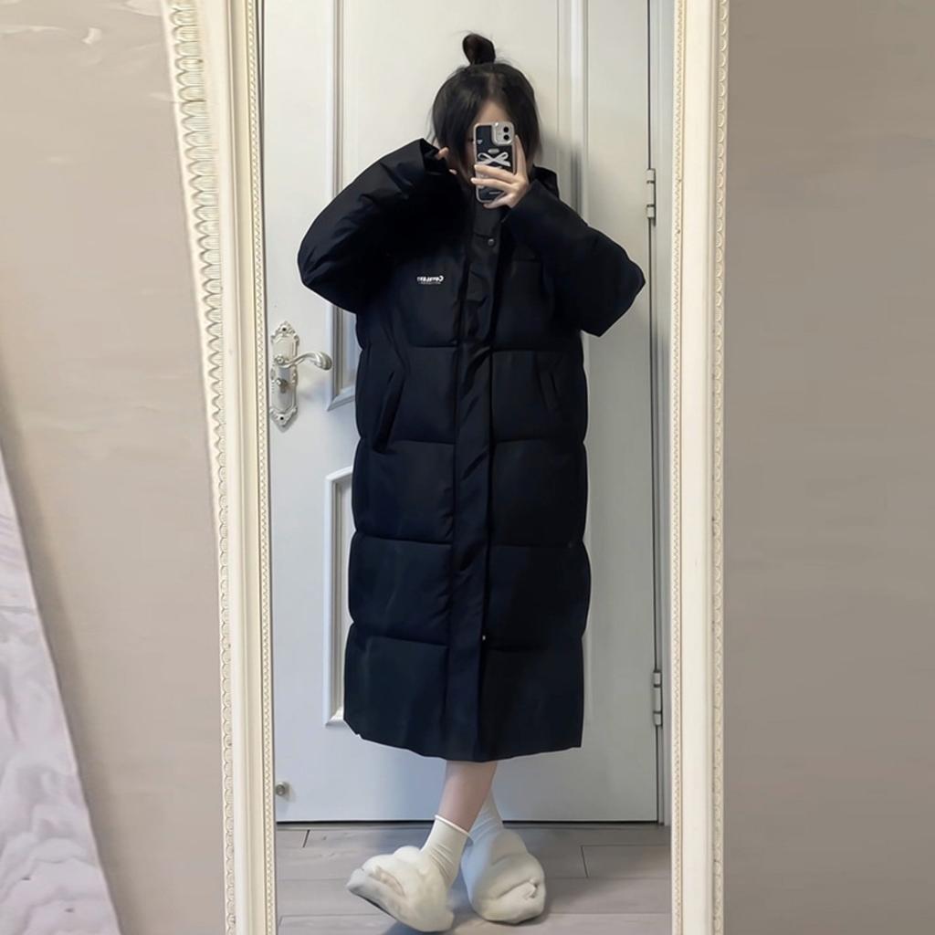 Down and Cotton Jacket Women's 2025 New Collegiate Style Mid-length Cotton Jacket Korean Version of Over-the-knee Winter Jacket